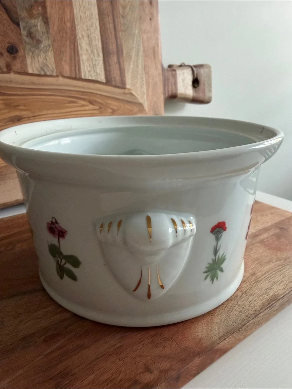 Vintage Louis Lourioux Porcelain Casserole Dish Le Faune Line Wild Flower No Lid